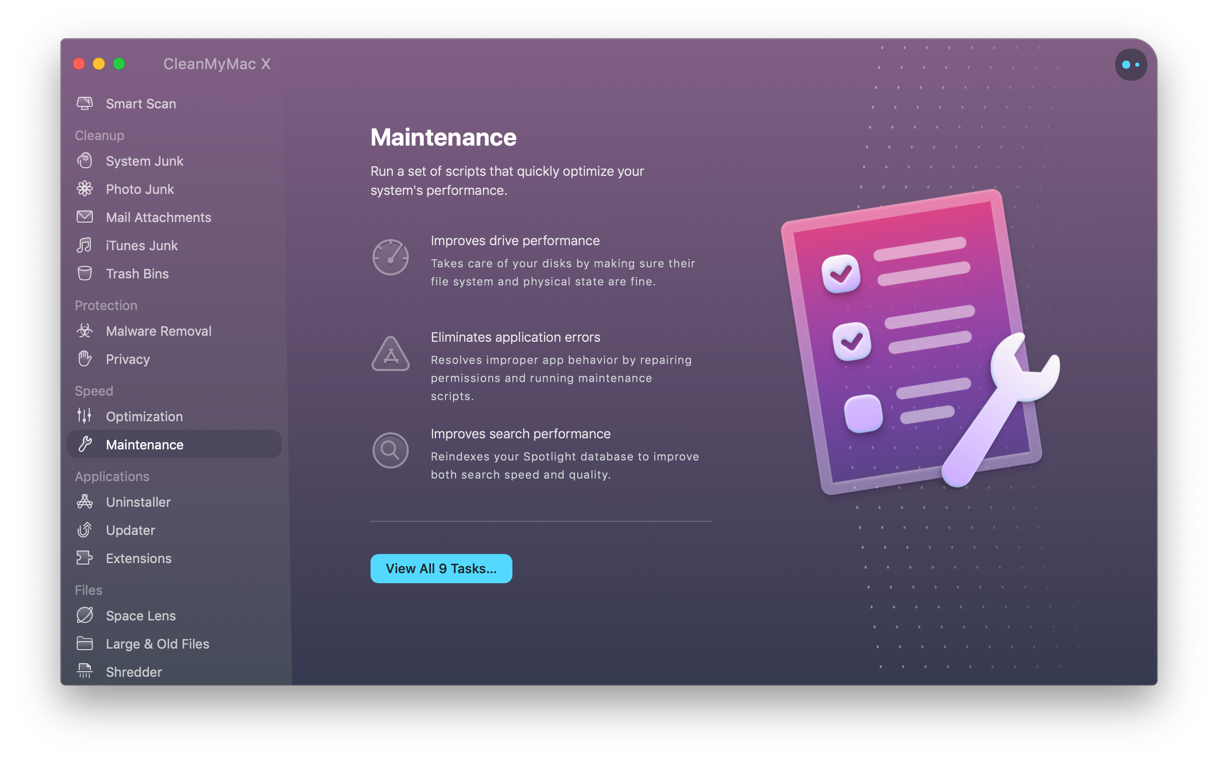 CleanMyMac - Maintenance module CleanMyMac - Maintenance module